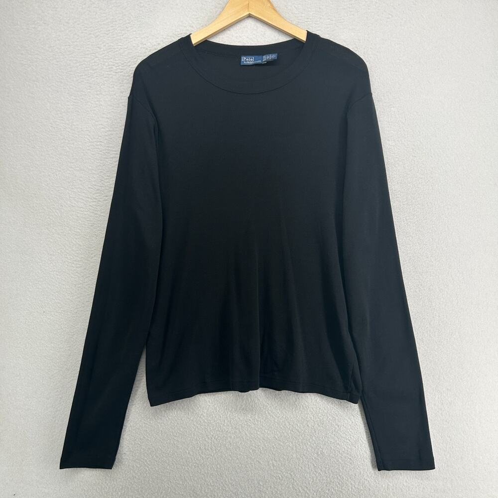 POLO RALPH LAUREN Top Womens XXL Ribbed Jersey Slim Fit Long Sleeve Cotton Black